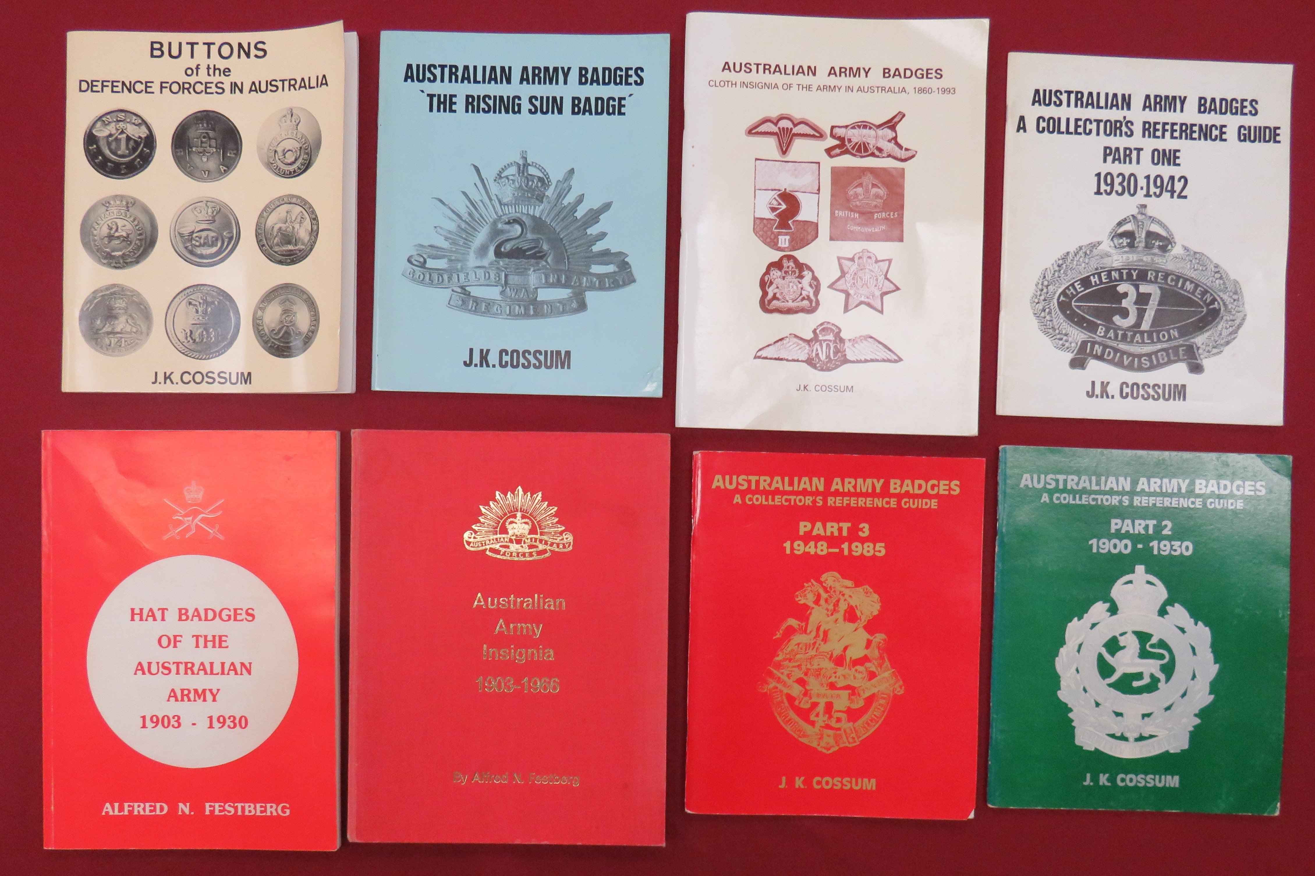 Australian Badge Orientated Books including Australian Army Insignia 1903-1966 by Westberg ...