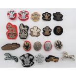 20 Items of Cavalry Arm Badges including chrome Prince Of Wales plumes ... Brass RTR ... Bullion