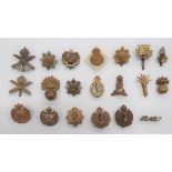 20 Infantry and Corps Cap Badges including bi-metal 8th Batt Essex Reg ... Brass HAC Infantry ...