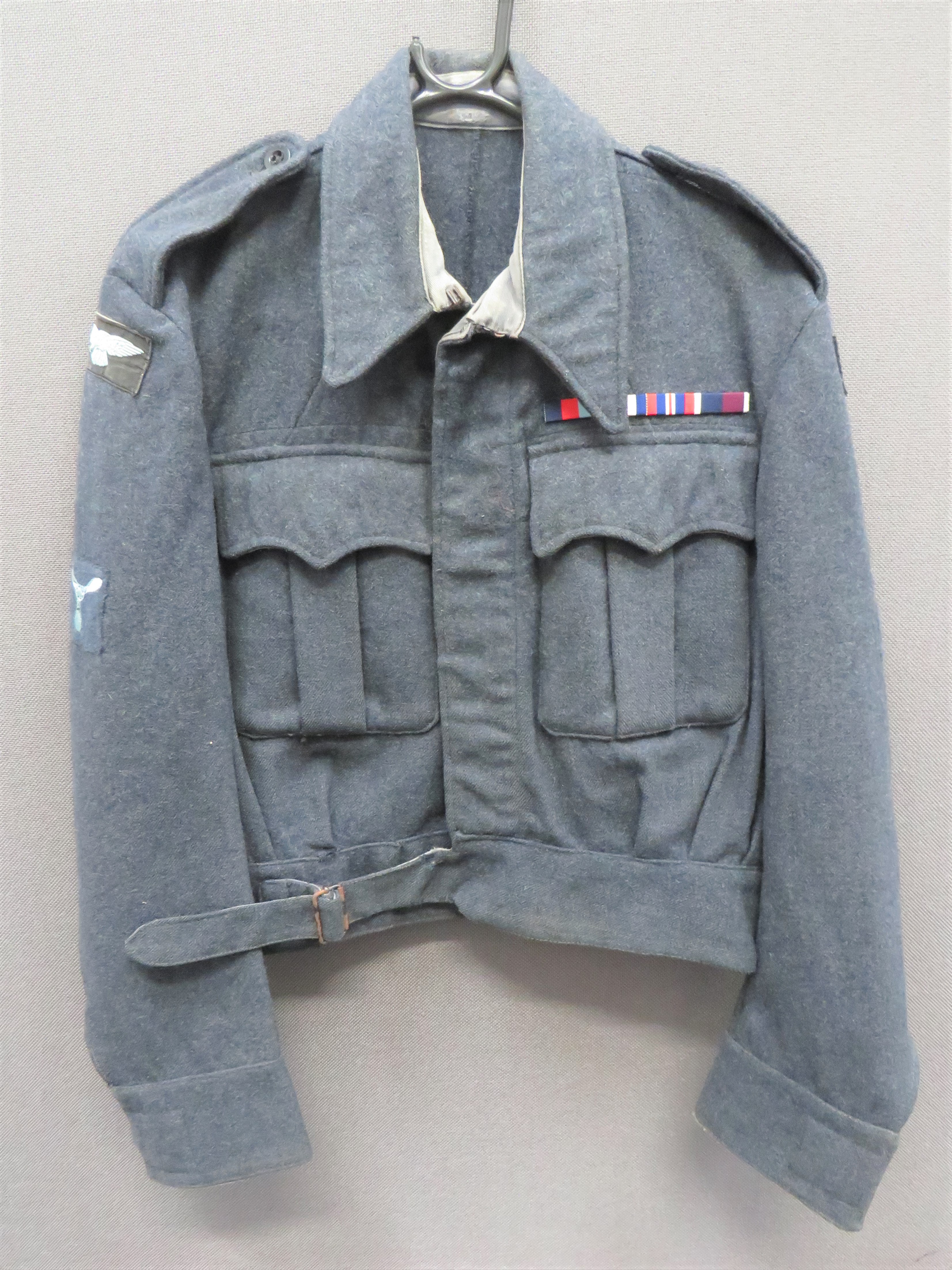 1944 Dated RAF War Service Battledress Jacket blue grey woollen, single breasted, closed collar,