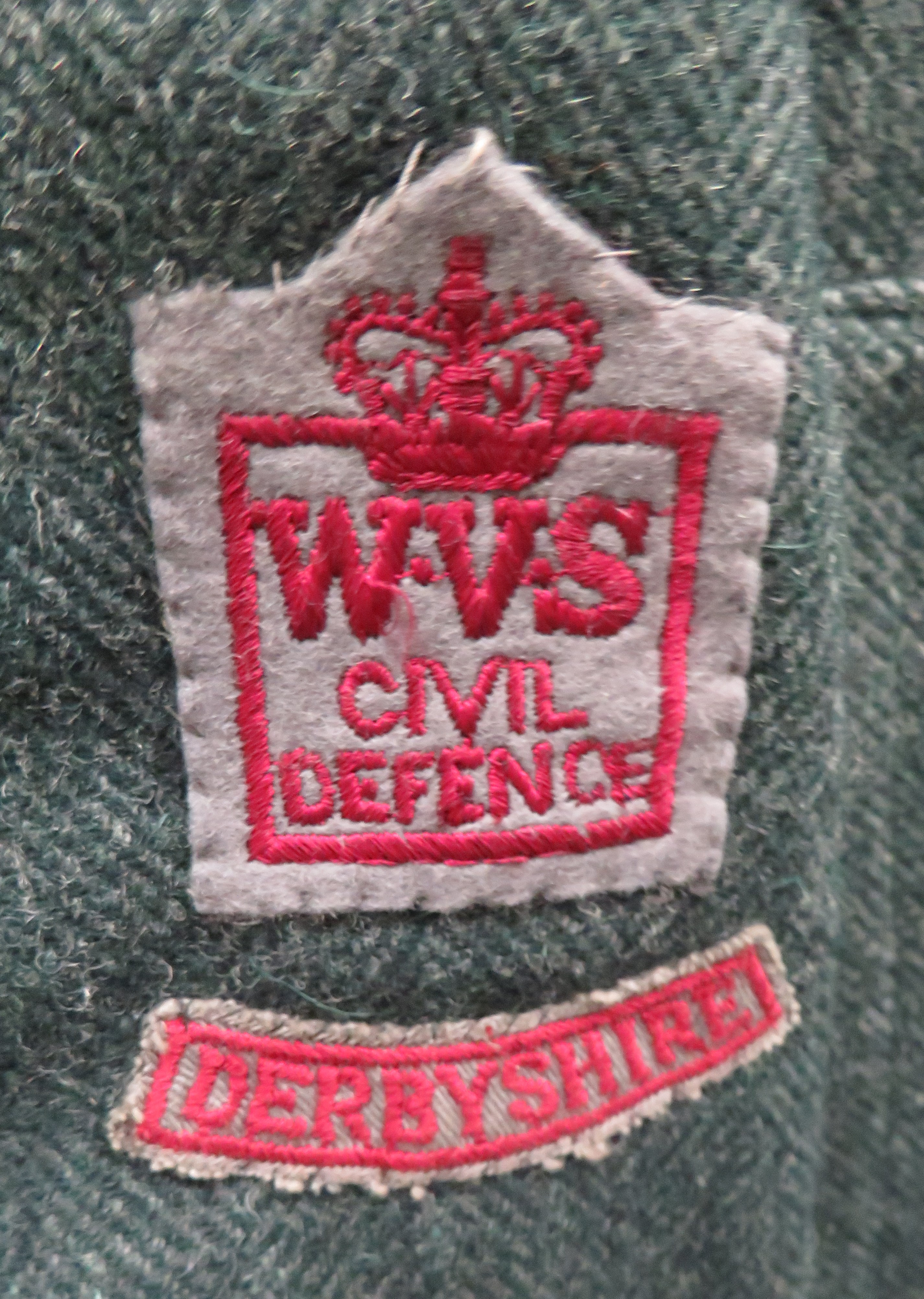 Post 1952 WVS Derbyshire Dress And Overcoat green woollen dress.  Half buttoned front.  Open top - Image 2 of 2