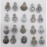 20 Pre 1952 Police Constabulary Cap Badges plated Kings crown examples including Staffordshire