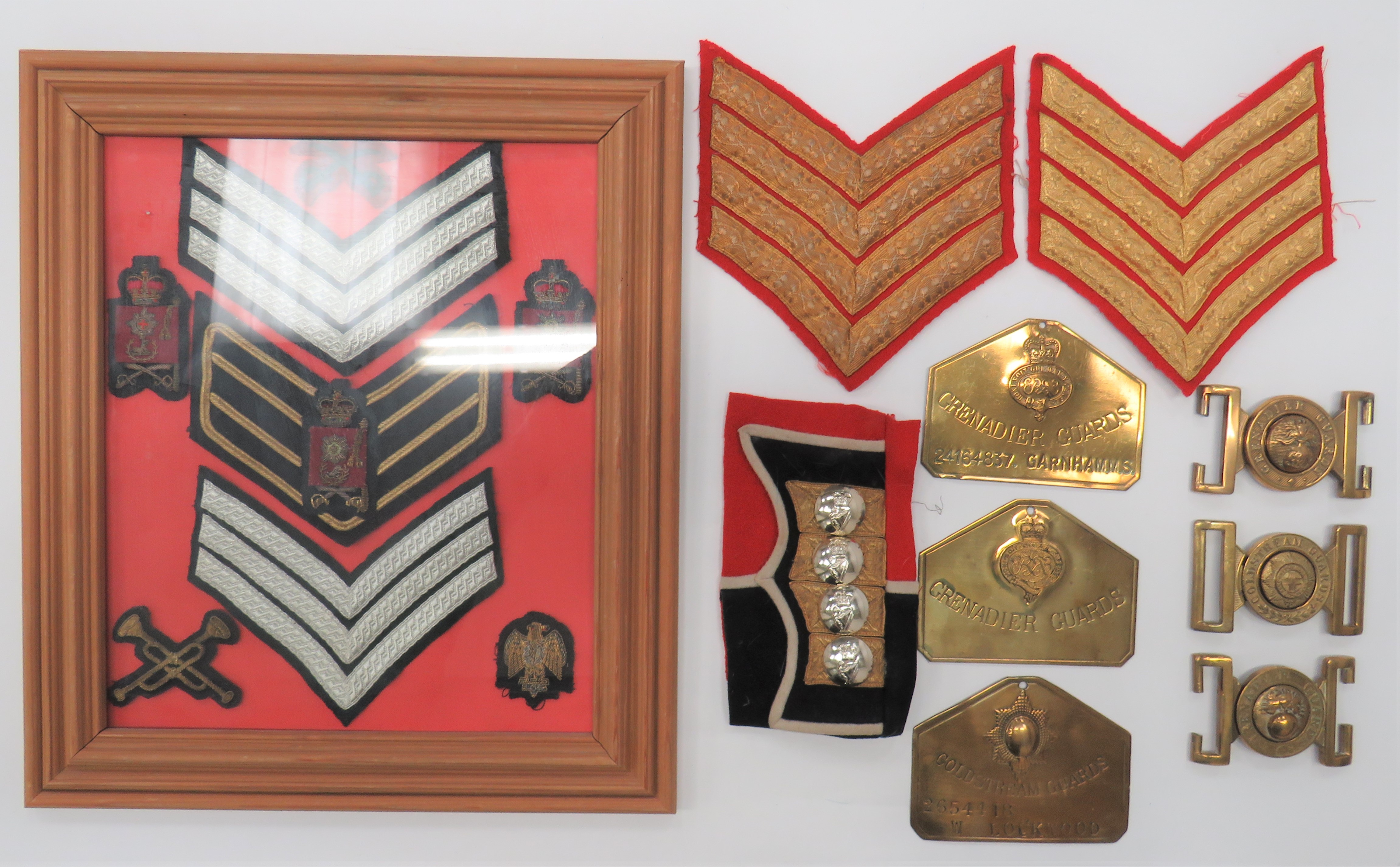 Guards Badges, Buckles And Belt Plates including bullion embroidery, QC mess dress Colour badge