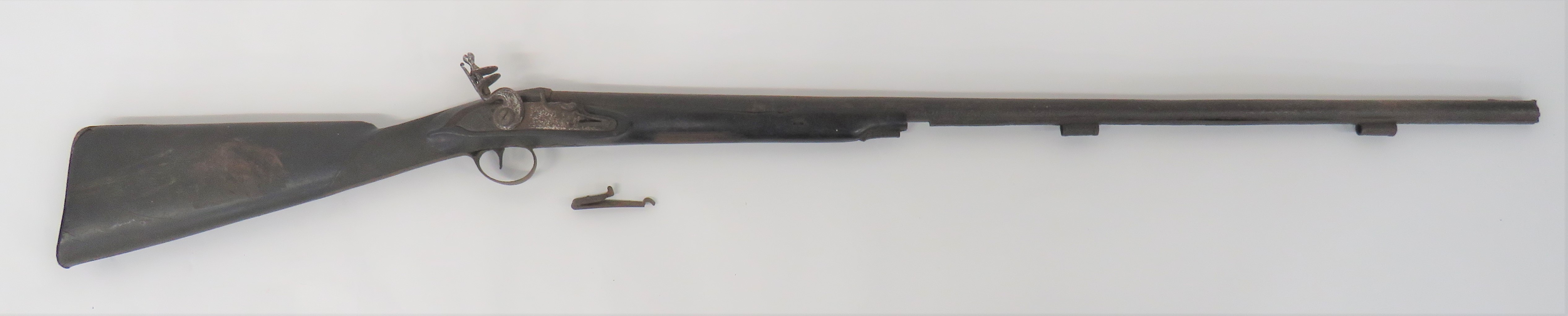 Late 18th Century Flintlock Shotgun In Need Of Restoration 16 bore, 35 1/2 inch barrel with lower