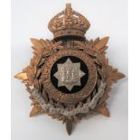 Post 1902 East Surrey Regiment Home Service Helmet Plate gilt brass backing star surmounted by a