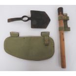 1908 Pattern Helve Carrier and Entrenching Tool green blancoed, webbing helve carrier complete