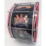 Post 1953 Royal Marines Bass Drum blue and red body with Royal Marines scroll over QC royal coat