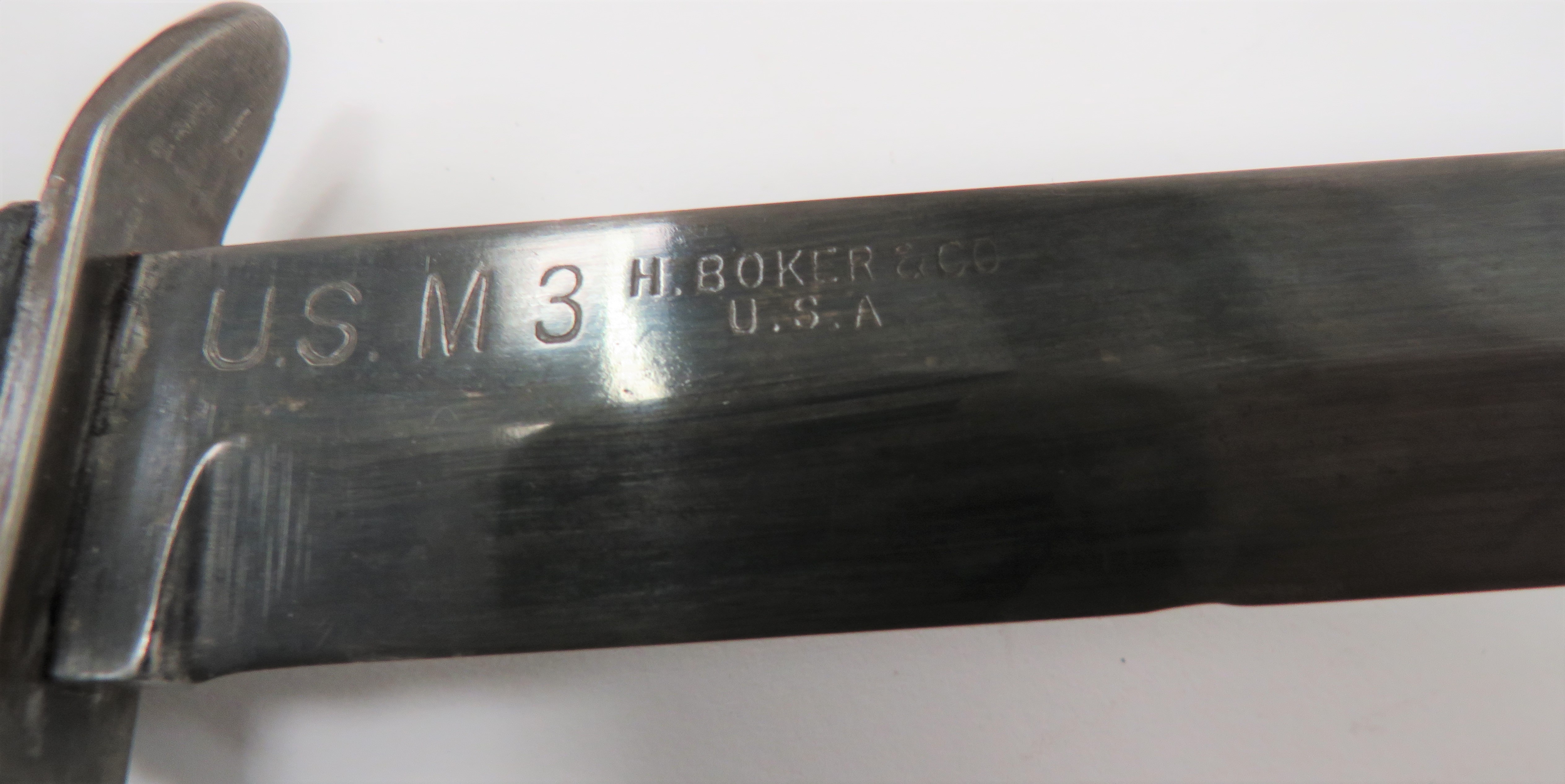 American M3 Combat Knife By Boker & Co 6 1/2 inch, re-blued, single edged blade with back edge - Image 2 of 2