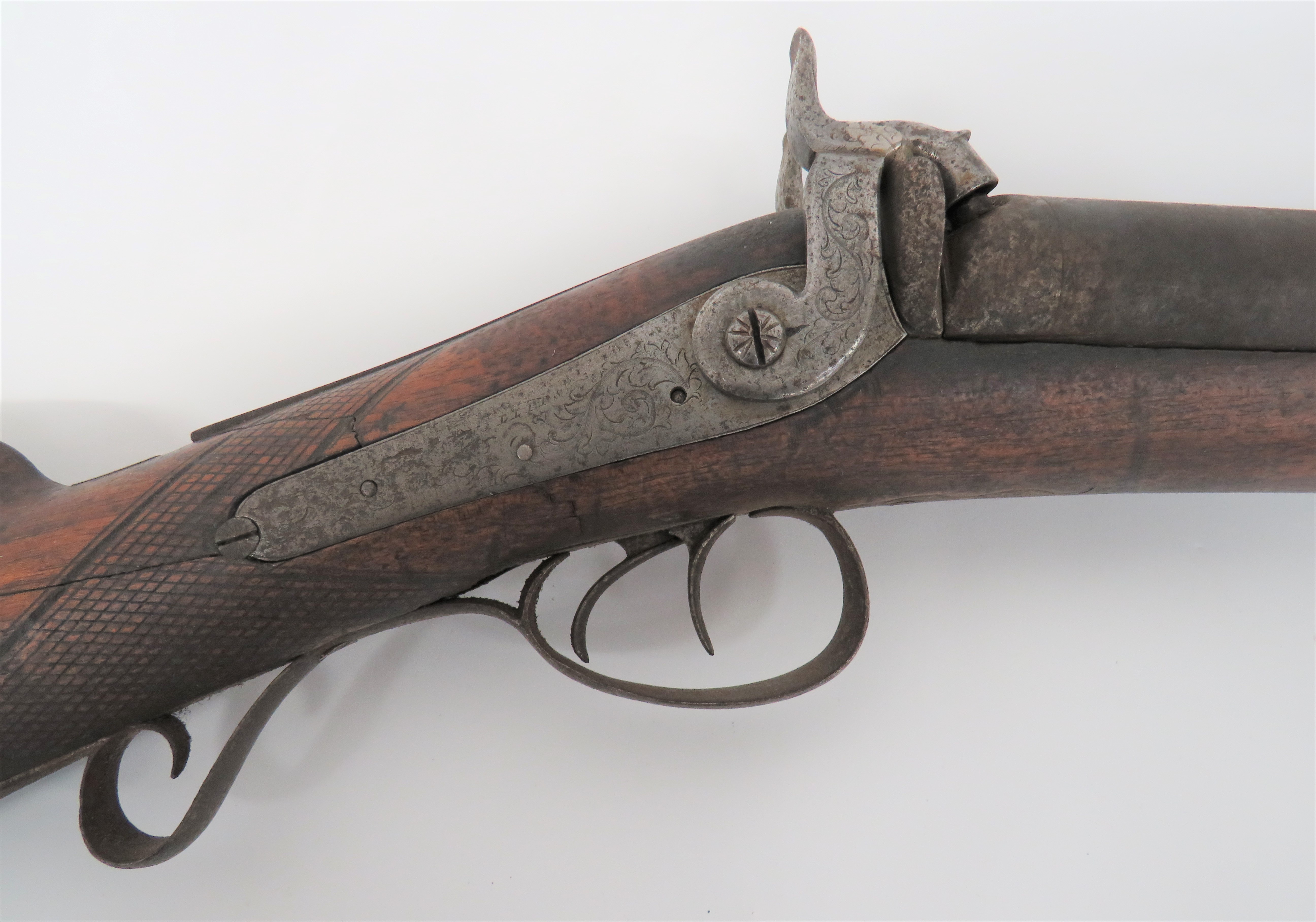 Mid 19th Century Percussion Large Bore Double Barrel Shotgun 6 bore, 33 inch, side by side barrels. - Image 2 of 4