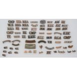 70 x Corps And Others Brass Shoulder Titles including CMP ... RDC ... RHA ... RASC ... RAMC ... R