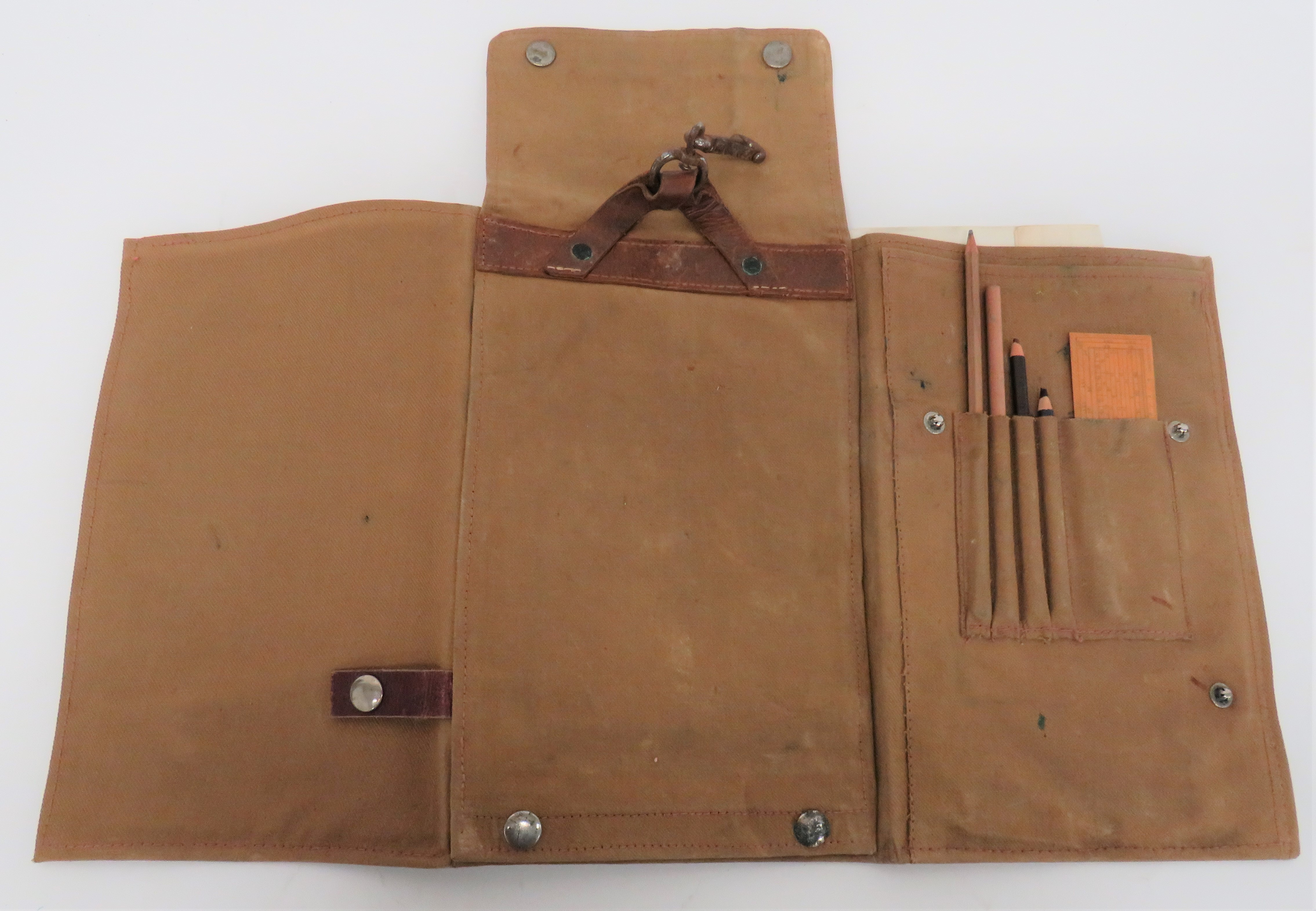 WW2 Airborne Pattern Map Case With Arnhem Map brown canvas, triple fold map case.  Top securing flap - Image 2 of 2