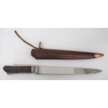 19th Century Anglo Indian Kard Dagger 10 3/4 inch, single edged, heavy set blade.  Steel ferrule.