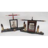 Two Trench Art Display Photo Frames consisting central photo frame containing photo of AOC