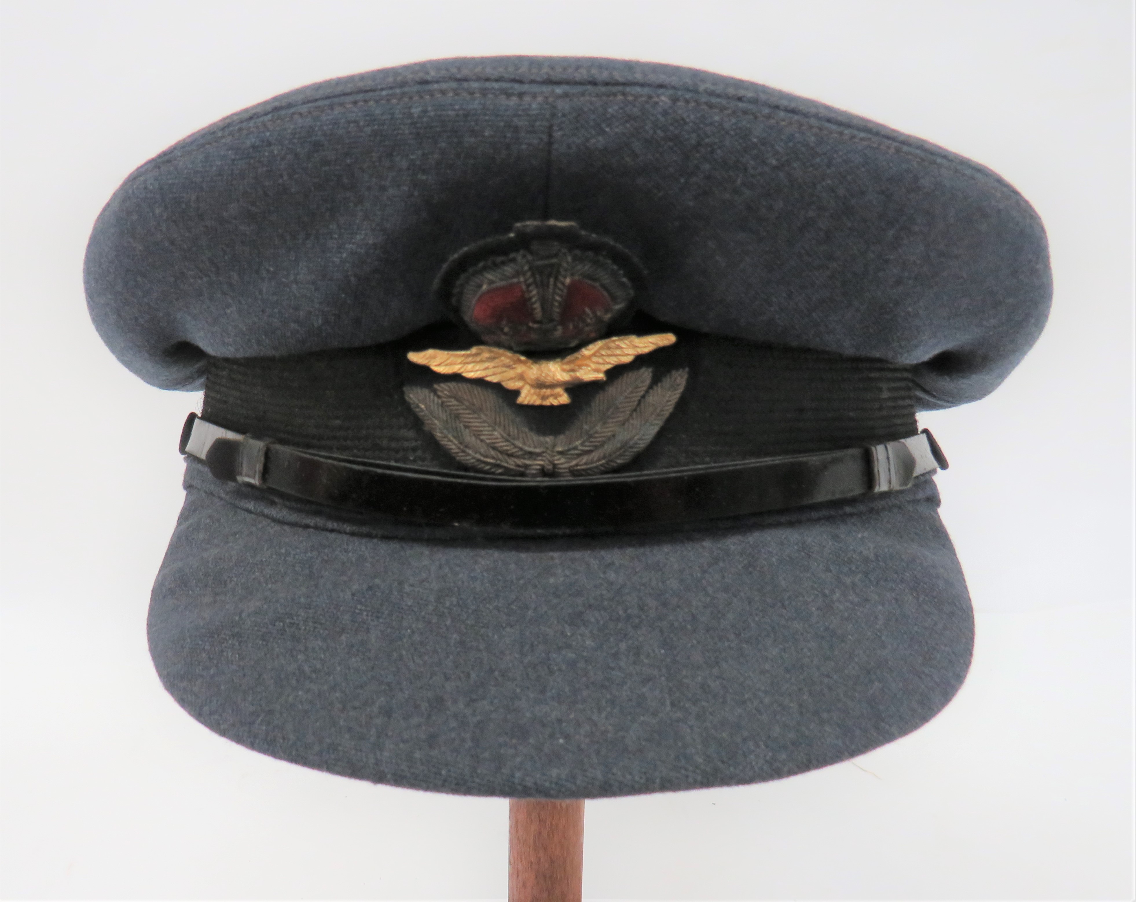 Pre WW2 Royal Air Force Officer's Service Dress Cap blue grey crown, body and stiffened peak.