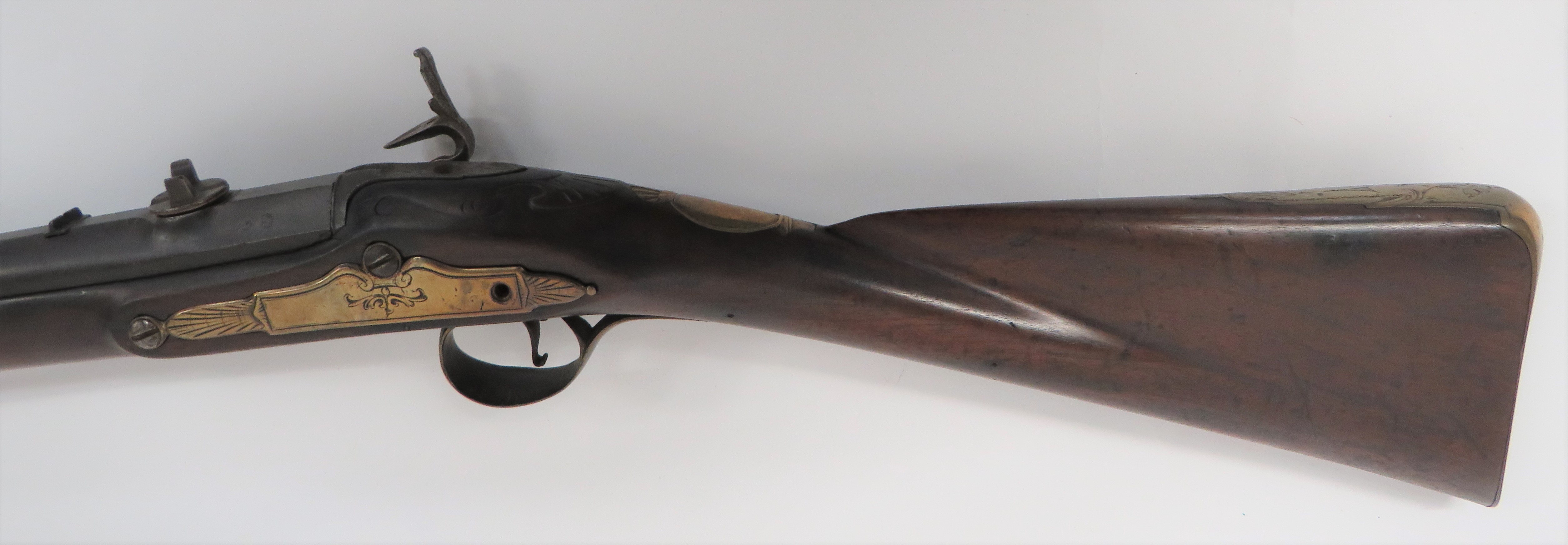 Rare Late 18th Century Breech Loading Flintlock Rifle 20 bore, 33 3/4 inch, rifled barrel.  Front - Image 5 of 6