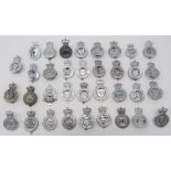 35 x Post 1953 Police Constabulary Cap Badges chrome plated, QC examples including Leicestershire