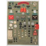 55 items Of Insignia For Gurkha Regiment display board with good tabulated display of metal and