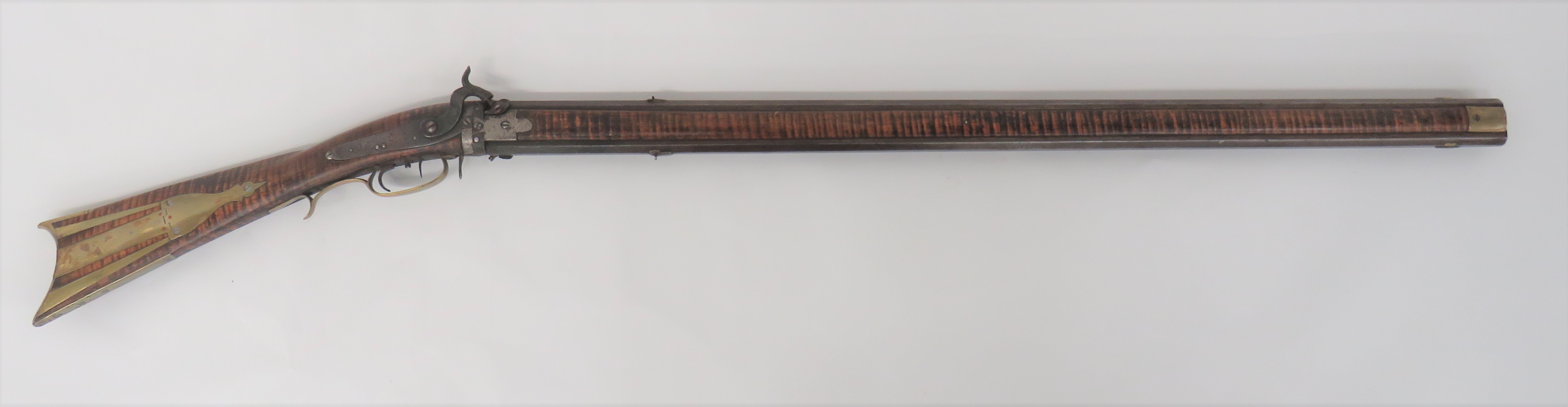Rare American Plains Double Barrel Over and Under Percussion Rifle 80 bore, 36 1/2 inch, browned,