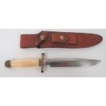 Modern Len Dixon Orlando USA Knife 8 1/4 inch, single edged blade narrowing at the forte.  Blade