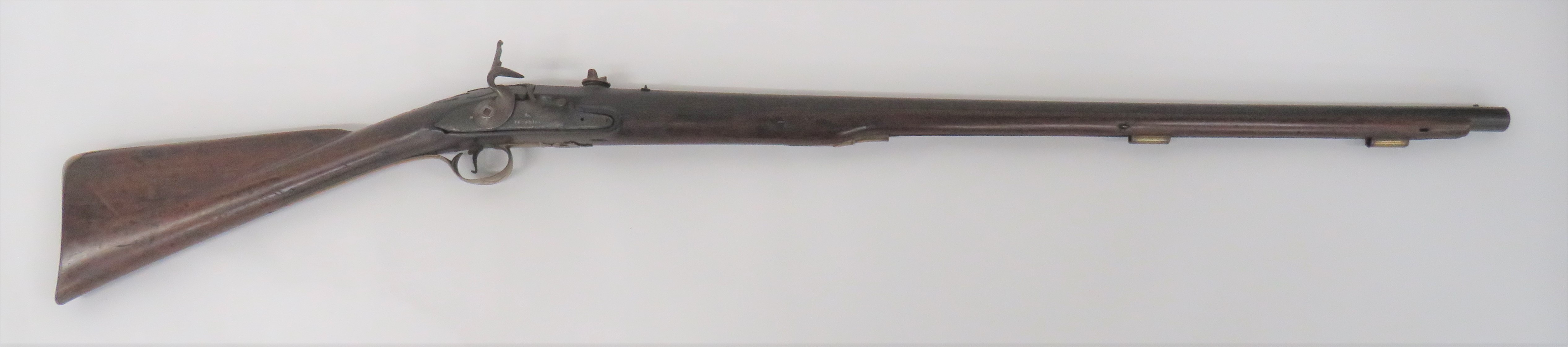 Rare Late 18th Century Breech Loading Flintlock Rifle 20 bore, 33 3/4 inch, rifled barrel.  Front