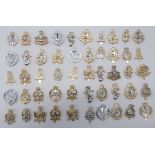 50 x Anodised Corps Cap Badges including QC Royal Monmouthshire RE ... QC Intelligence Corps ...