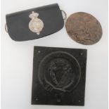 Two Cast Plaques consisting cast brass, oval plaque showing British Cavalry charging French