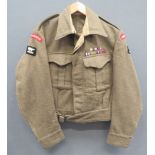 1940 Pattern York And Lancaster Reg 49th Div Battledress Jacket khaki woollen, single breasted,