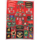 43 Items Of Insignia For Somerset Light Infantry display board with good tabulated display of