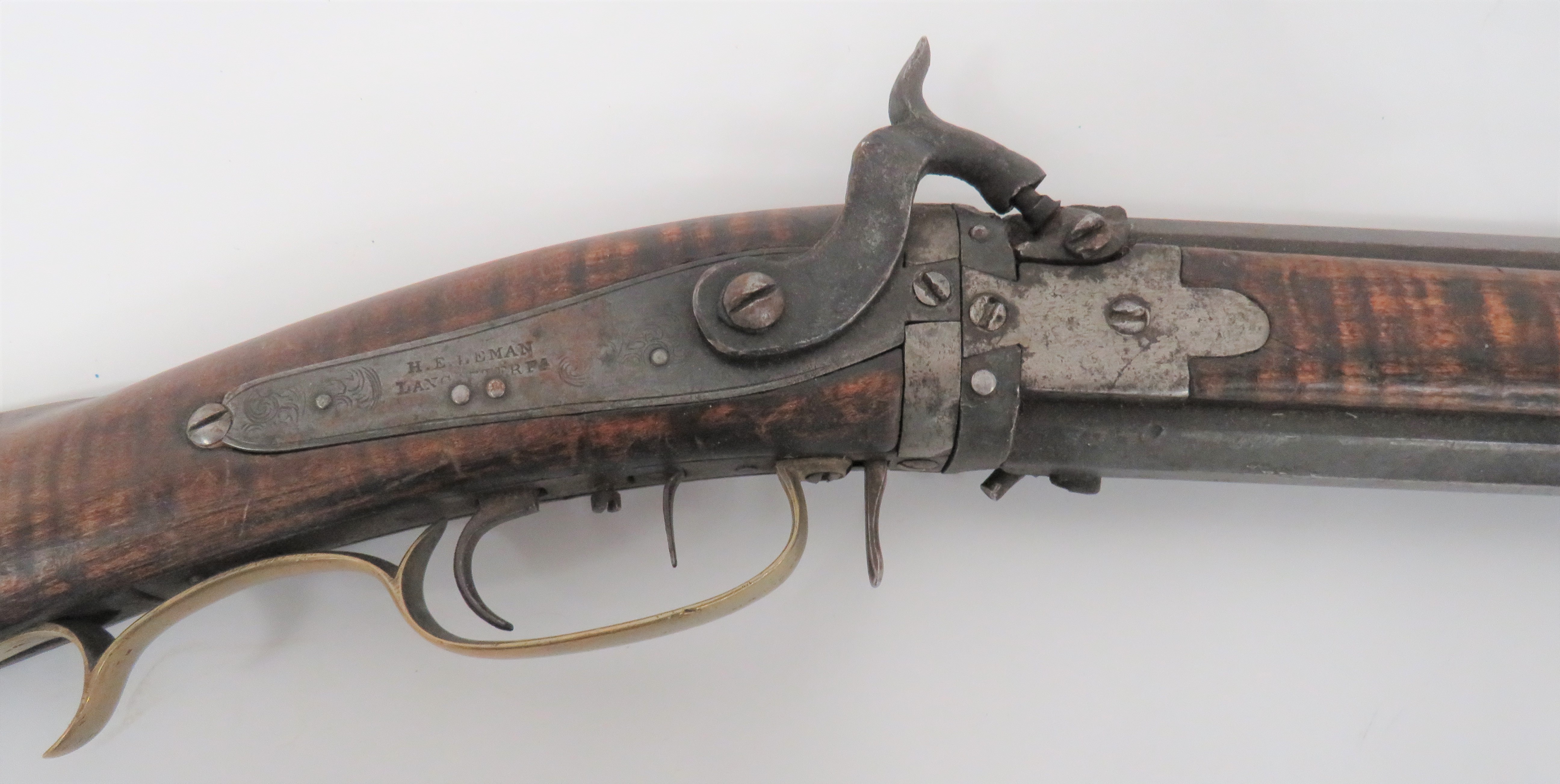 Rare American Plains Double Barrel Over and Under Percussion Rifle 80 bore, 36 1/2 inch, browned, - Image 2 of 7