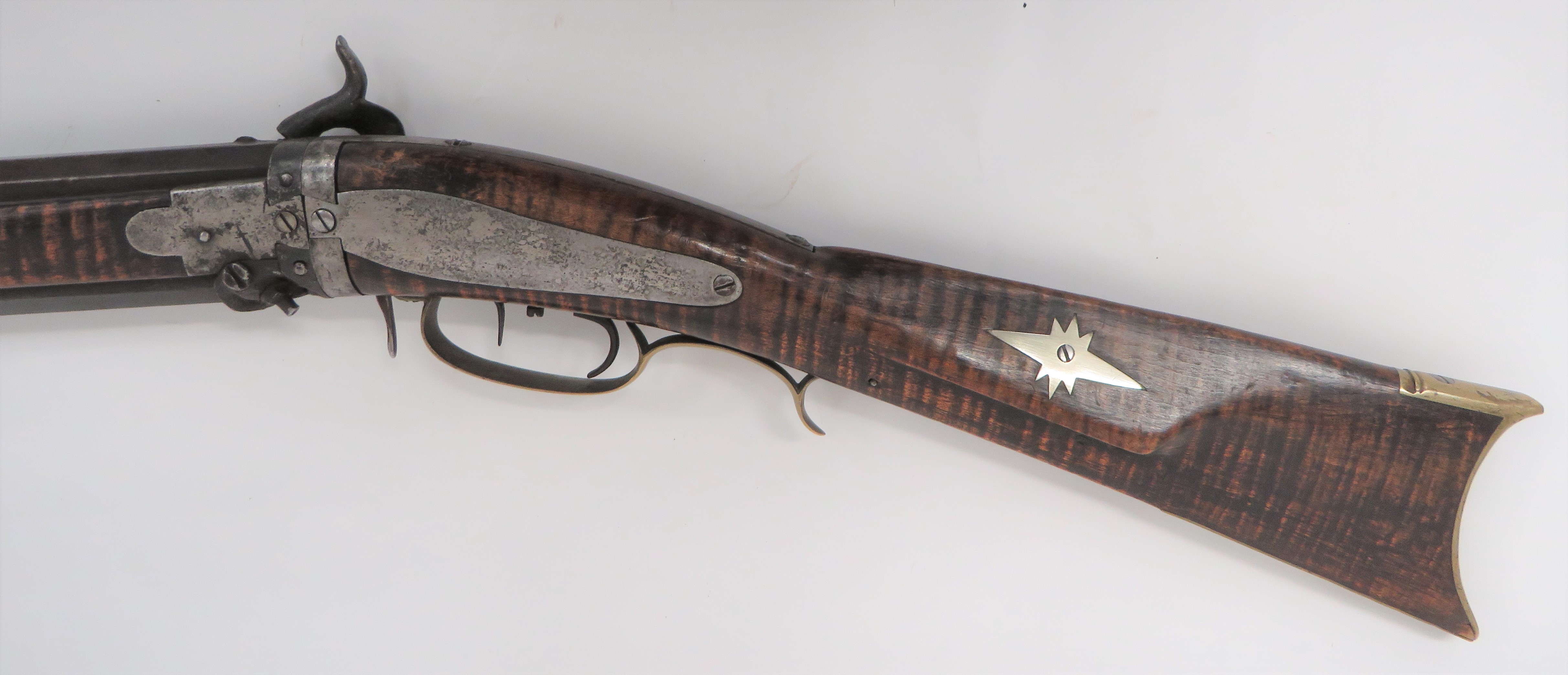 Rare American Plains Double Barrel Over and Under Percussion Rifle 80 bore, 36 1/2 inch, browned, - Image 7 of 7