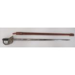 Attributed 1897 Pattern Infantry Officer's Sword 33 1/4 inch, dumb bell blade with central