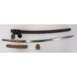 WW2 Military Mounted Japanese Officer's Katana Sword With Signed Tang 28 1/2 inch, single edged