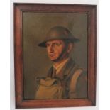 Oil On Canvas Of A WW1 Royal Artillery Officer 20 x 15 inch, head and shoulders study of an