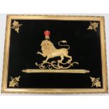 Victorian Gilt Lion Wall Mount gilt lion with gilt and red velvet crown standing on a scroll and