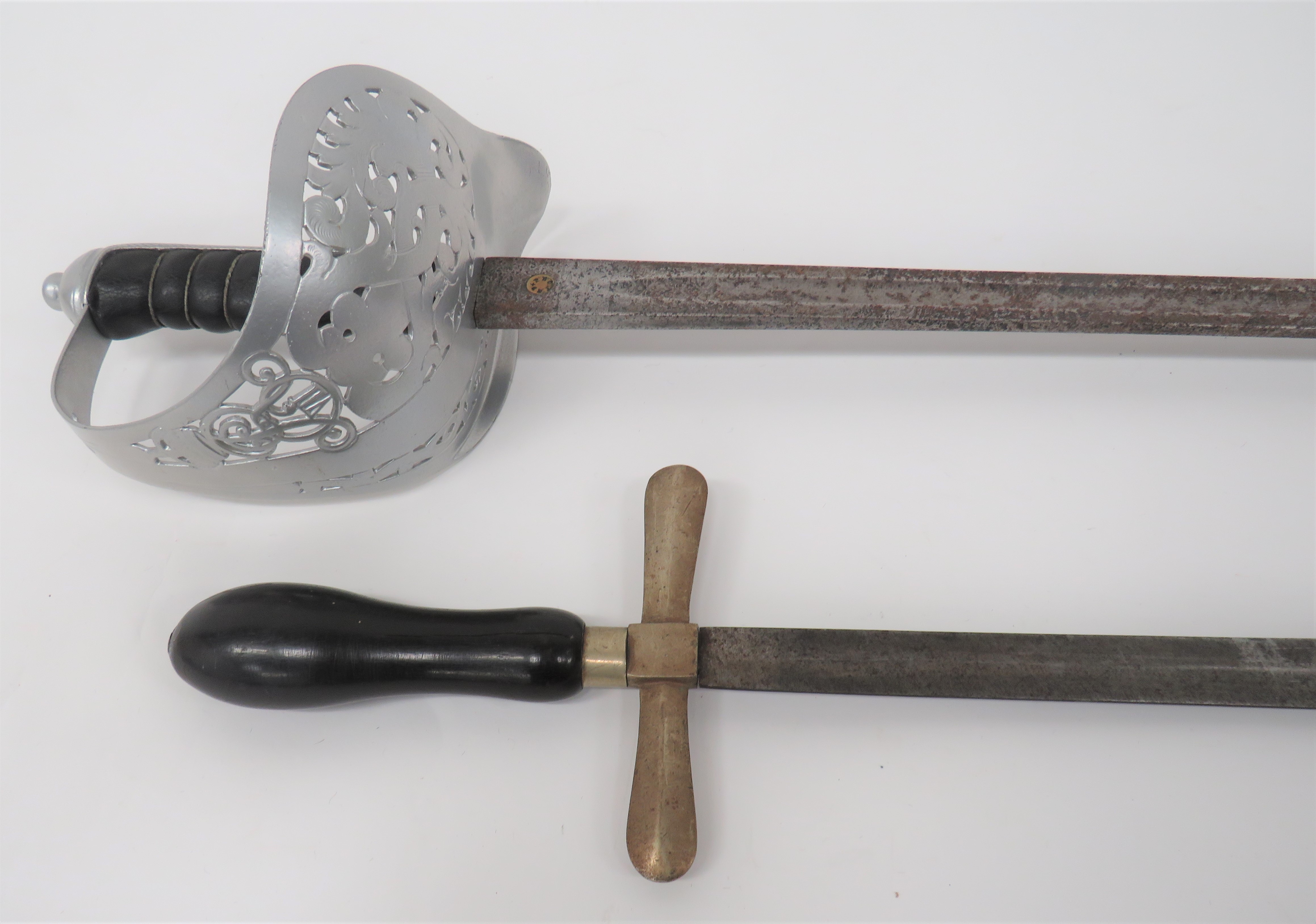 1897 Pattern Infantry Officer's Sword 32 1/2 inch, dumbell blade with central fuller.  Traces of - Image 2 of 3