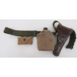 WW2 Dated Colt 1911 Auto Holster And Equipment dark brown, polished leather holster.  The front flap