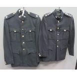 Two Post War Bedfordshire & Hertfordshire Patrol Uniforms consisting black, single breasted, high