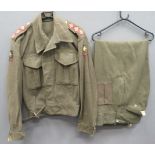 WW2 Australian Made Battledress Jacket And Trousers 78th Inf Div consisting khaki green, open