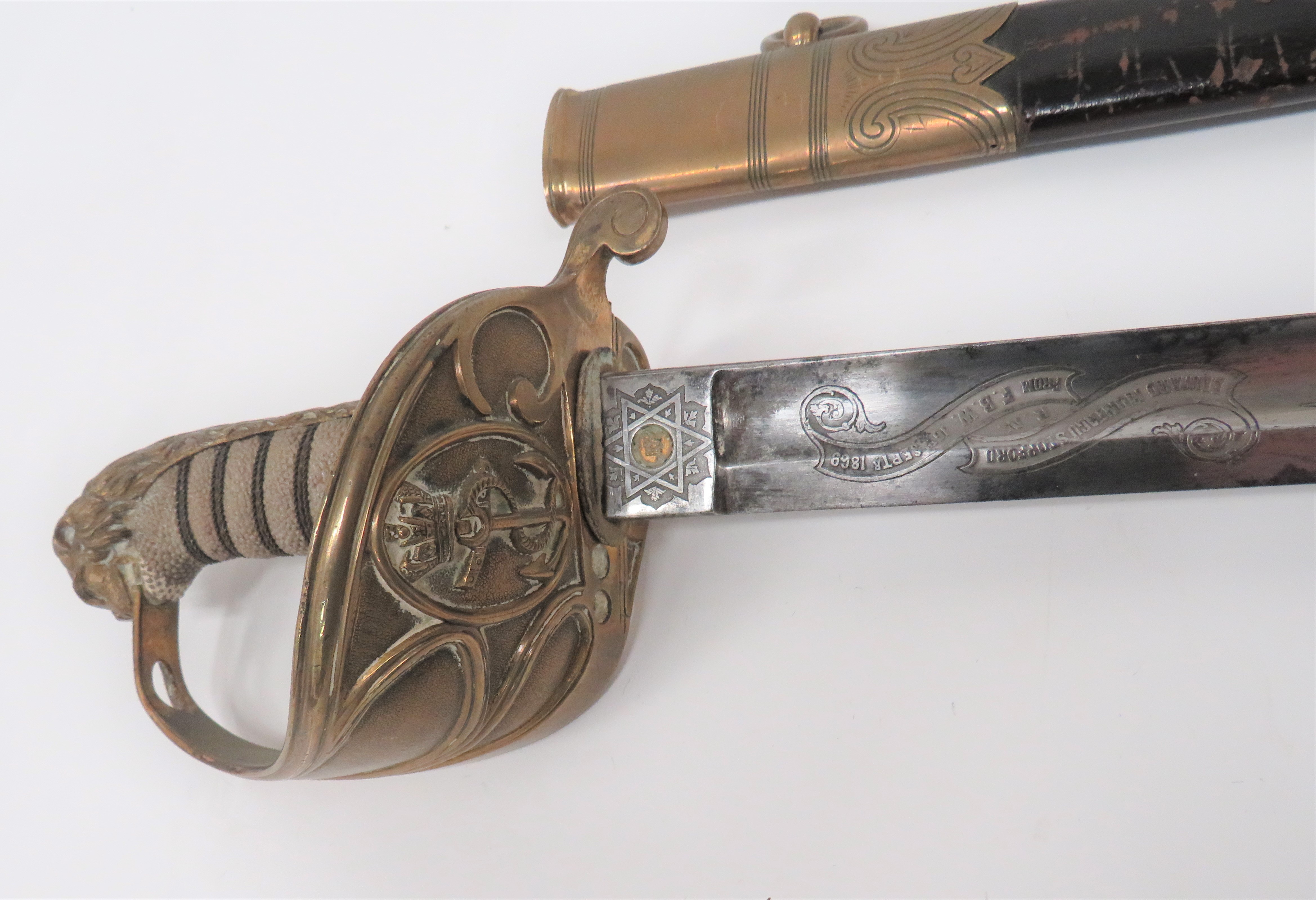 Attributed 1827 Pattern Victorian Royal Navy Officer's by Wilkinson 31 1/2 inch, single edged - Image 2 of 4