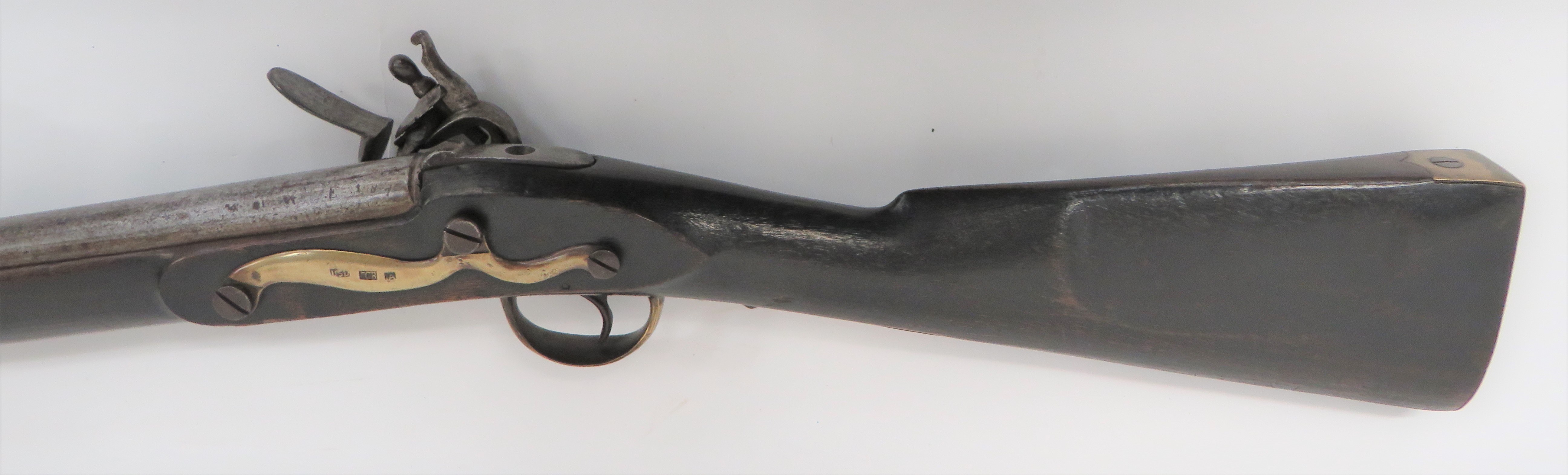 Early 19th Century Military Trade Flintlock Musket 42 1/4 inch, .750 musket, smooth bore barrel. - Image 3 of 3