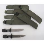 Two SA80 Bayonets 7 inch, single edged, clipped point blades.  Short fullers.  Blackened socket