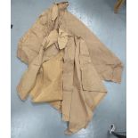 Two WW2 Waterproof Capes khaki, rubberised linen capes.  Large, fold over collar.  The front