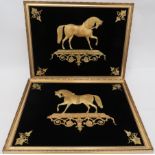 Victorian Pair Of Gilt Horses Wall Mount gilt pair of facing horses standing on tablets marked Black