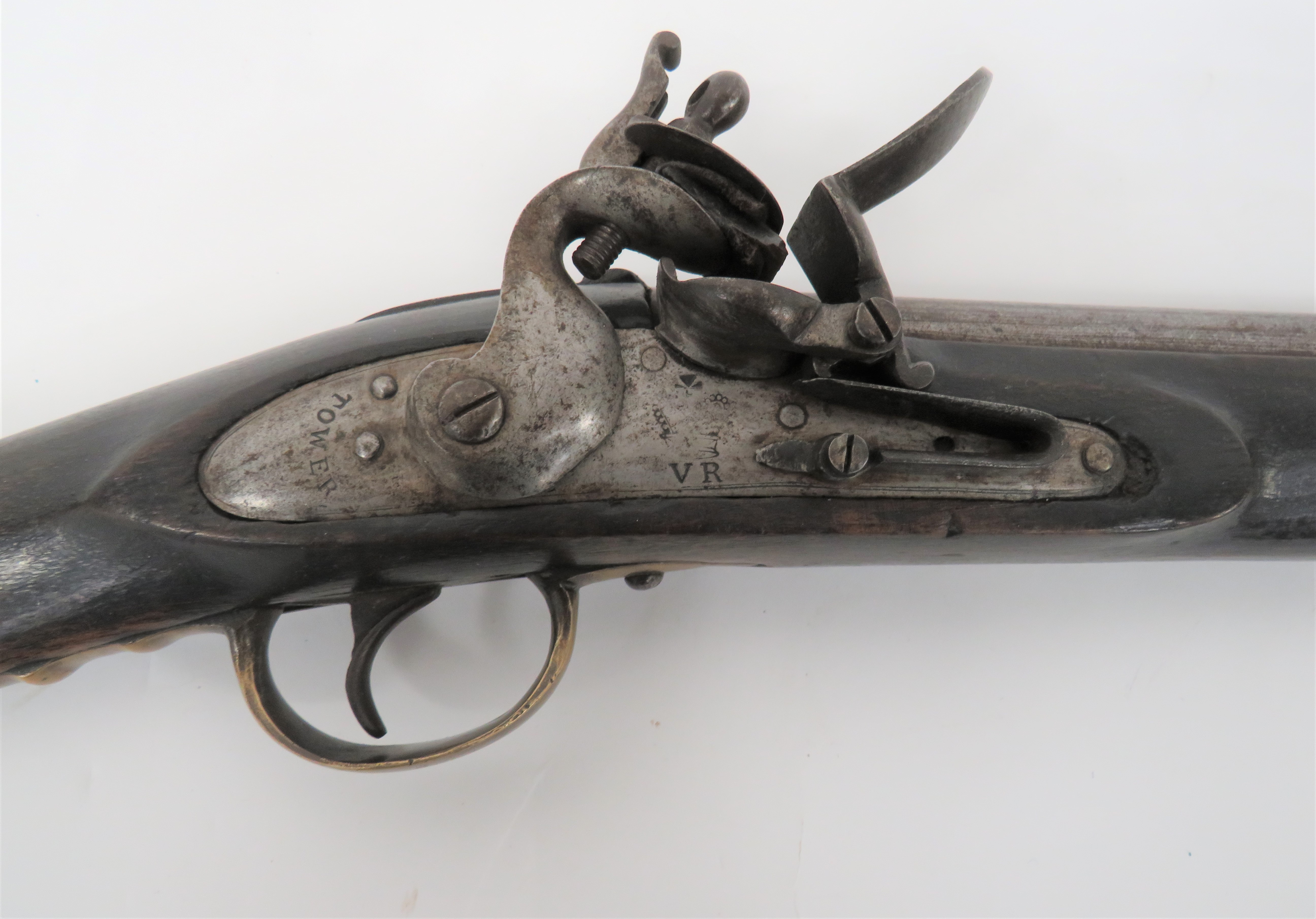 Early 19th Century Military Trade Flintlock Musket 42 1/4 inch, .750 musket, smooth bore barrel. - Image 2 of 3