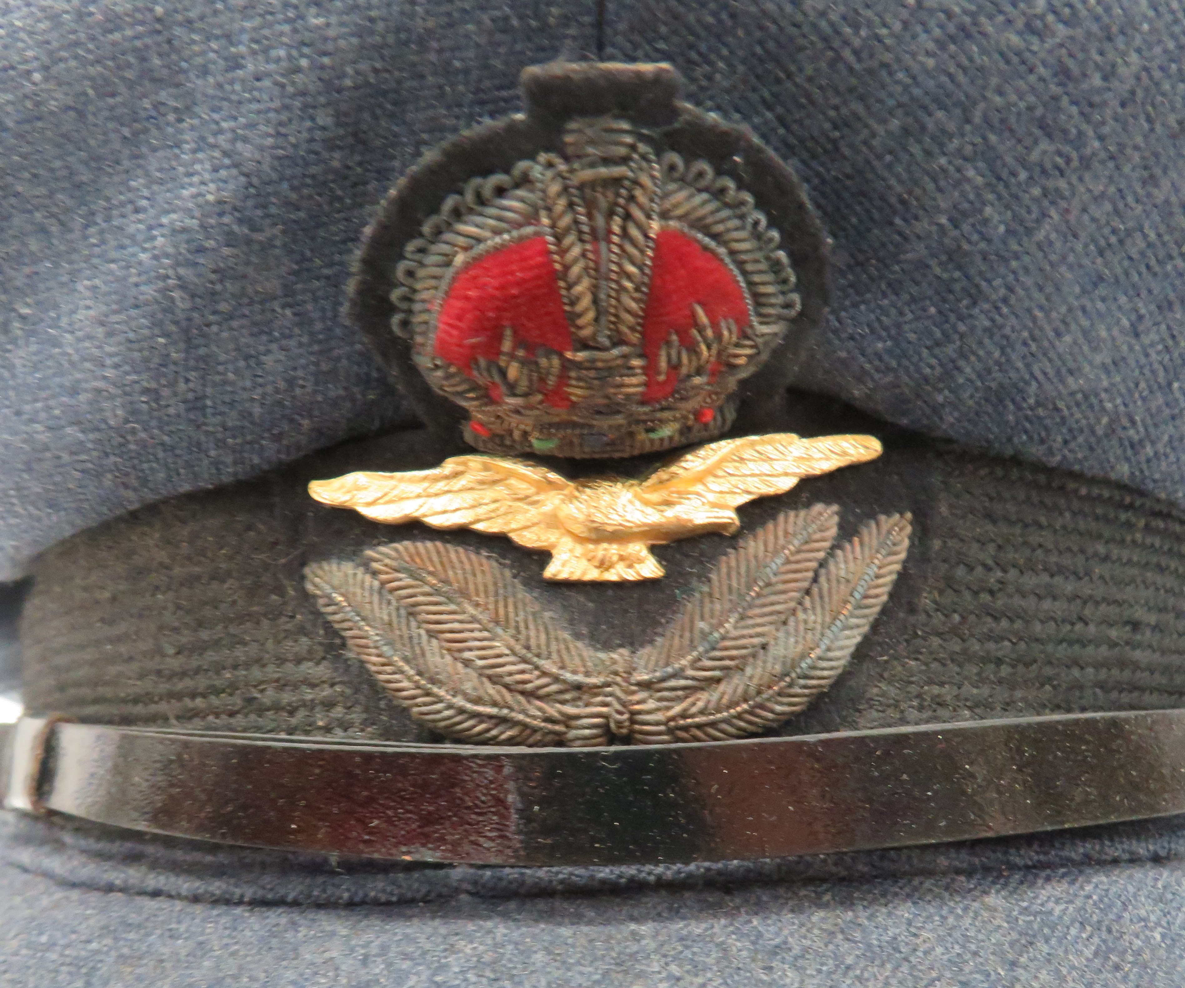 Pre WW2 Royal Air Force Officer's Service Dress Cap blue grey crown, body and stiffened peak. - Image 2 of 2