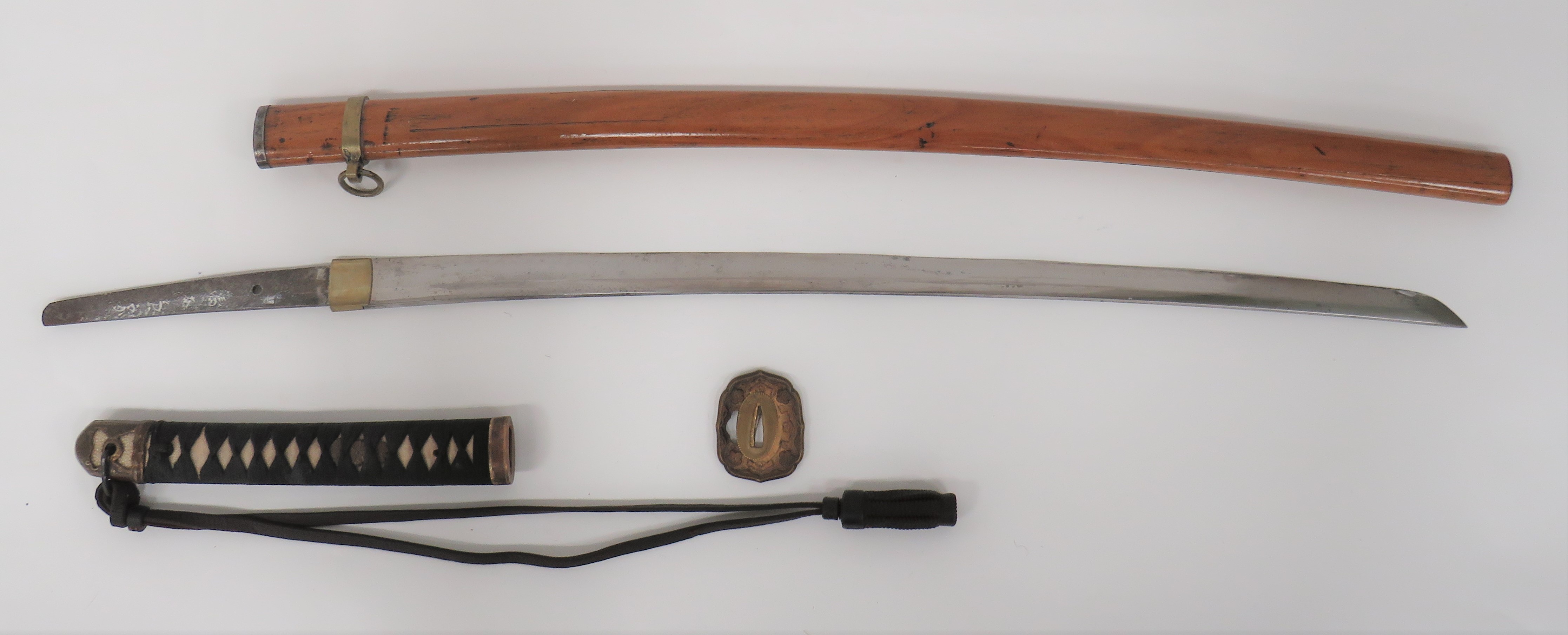 WW2 Military Mounted Japanese Officer's Katana Sword With Signed Tang 27 inch, single edged blade