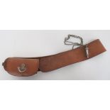 Victorian Period Rifle Volunteers Cross Belt And Pouch  brown leather, rectangular box pouch with