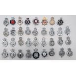 35 x Post 1953 Police Constabulary Cap Badges chrome plated, QC examples include Lancashire