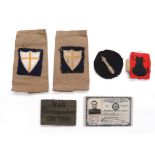 Five Various Cloth Formation Badges consisting bullion embroidery 7th Indian Div ... Printed War