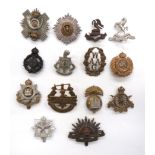 14 x Various Cap Badges Including Officer including silvered, gilt and enamel Royal Scots ...